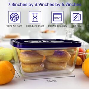 SEATAO Glass Food Storage Containers Preserve & Marinate Vacuum Sealer Airtight Food Storage Containers with Lids,Meal Prep Container。