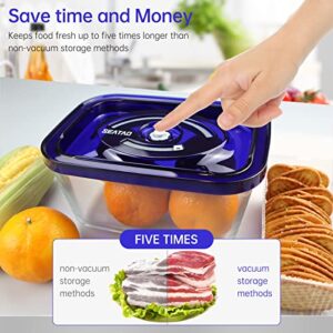 SEATAO Glass Food Storage Containers Preserve & Marinate Vacuum Sealer Airtight Food Storage Containers with Lids,Meal Prep Container。