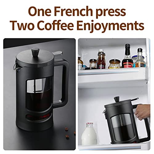 SIXAQUAE French press 34oz French Press Coffee Maker with 4 Filters Cold Brew Coffee Maker Heat Resistant Durable Borosilicate Glass 1000ml