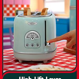 Hazel Quinn 2 Slice Retro Toaster, 6 Browning Levels, 3 Functions-Defrost/Reheat/Cancel, Removable Crumb Tray for Easy to Clean, 1.5 Inches Extra Wide Slots, Vintage Style, Mint Green