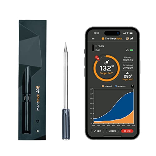 MeatStick 4X Set | Quad Sensors Wireless Meat Thermometer with Bluetooth | 650ft Range | for BBQ, Kitchen, Smoker, Air Fryer, Deep Frying, Oven, Sous Vide, Grill, Rotisserie