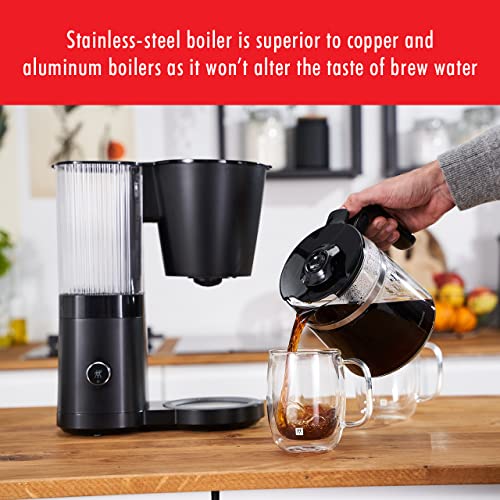 ZWILLING Enfinigy Glass Drip Coffee Maker 12 Cup, Awarded the SCA Golden Cup Standard, Black