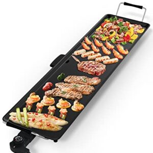 Large Electric griddle, 35" Teppanyaki Grill Extra Large Table Top Griddle, Portable BBQ Grill Electric, with Drip Pan and Adjustable Temperature for Party/Home/Camping Cooking