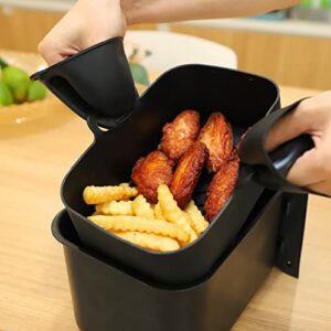 KINLYBO Air Fryer Silicone Pot for Ninja Dual DZ201/DZ401/DZ550, DualZone XL Air Fryer, Reusable Air Fryer Basket with Handles, 2pcs Air Fryer Silicone Liner, Magentic Cooking Time Chart Black