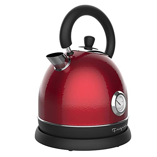 Frigidaire Retro Electric Hot Water Kettle with Speed Boil Tech, Bpa-Free, 1.8, Stainless Steel, Red