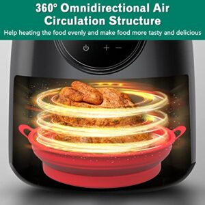 JOHAMOO Air Fryer Silicone Liners, 7.5 Inch Reusable Air Fryer Pot, Food Safe Easy Cleaning Air fryers Silicone Basket Round for 3 to 5 Qt Air fryer Oven Accessories (Red)