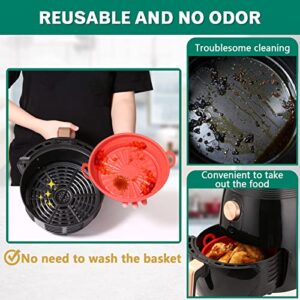 JOHAMOO Air Fryer Silicone Liners, 7.5 Inch Reusable Air Fryer Pot, Food Safe Easy Cleaning Air fryers Silicone Basket Round for 3 to 5 Qt Air fryer Oven Accessories (Red)