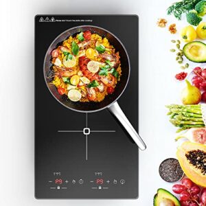 vbgk double induction cooktop, 12 inch induction cooker with induction burner,with lcd touch screen 9 levels settings with child safety lock & timer 110v 2 burner induction cooktop