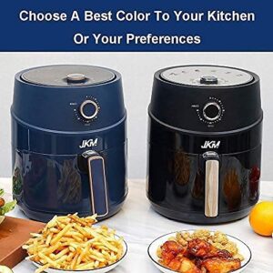 JKM Air Fryer 3.7QT Large Electric Oilless Mechanical Temperature Control, Nonstick Frying Basket, Knob-Blue