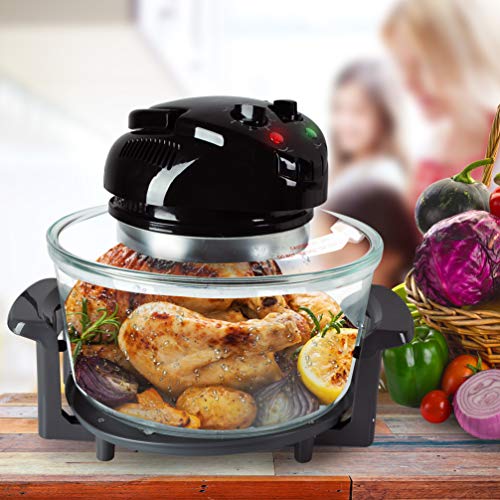 NutriChef Convection Countertop Toaster Oven - Healthy Kitchen Air Fryer Roaster Oven, Bake, Grill, Steam Broil, Roast & Air-Fry - Includes Glass Bowl, Broil Rack and Toasting Rack, 120V - AZPKCOV45