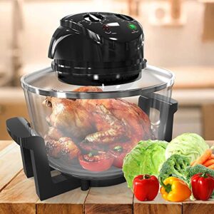 NutriChef Convection Countertop Toaster Oven - Healthy Kitchen Air Fryer Roaster Oven, Bake, Grill, Steam Broil, Roast & Air-Fry - Includes Glass Bowl, Broil Rack and Toasting Rack, 120V - AZPKCOV45