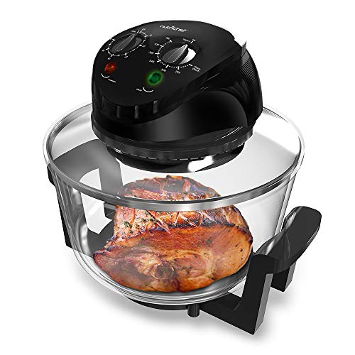 NutriChef Convection Countertop Toaster Oven - Healthy Kitchen Air Fryer Roaster Oven, Bake, Grill, Steam Broil, Roast & Air-Fry - Includes Glass Bowl, Broil Rack and Toasting Rack, 120V - AZPKCOV45