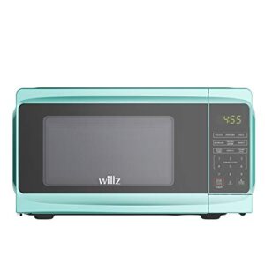 willz countertop small microwave oven, 6 preset cooking programs interior light led display 0.7 cu.ft 700w green wlcmv807gn-07