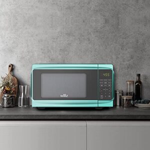 Willz Countertop Small Microwave Oven, 6 Preset Cooking Programs Interior Light LED Display 0.7 Cu.Ft 700W Green WLCMV807GN-07