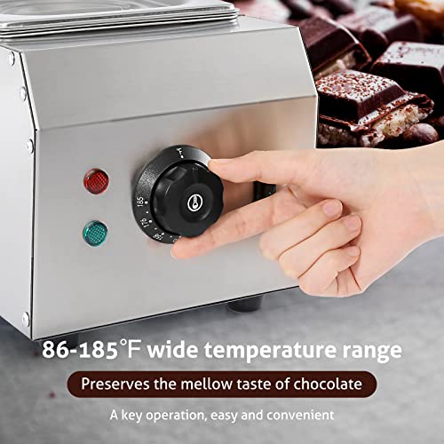 WICHEMI Chocolate Melting Pot Commercial Chocolate Tempering Machine 2 Tanks 9lbs Stainless Steel Chocolate Melter Pots Melting Machine Home Or Bakery Use