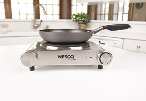 Nesco SB-01 Stainless Steel Electric Burner, 1500-watt, standard, Silver