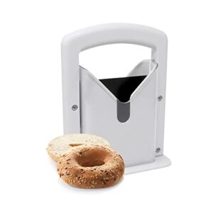 gangh bagel slicer, perfect for bagels,bagel cutter stainless steel white, 6.8×3.7×8.8inches