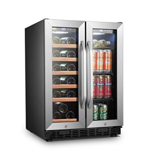 lanbo wine and beverage refrigerator, dual zone built-in wine and drink center, 18 bottle and 55 can
