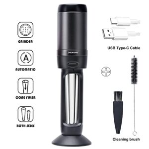 Electric Smart Herb and Spice Grinder, Grinding Fill Integrated. Two-way Automatic, Upgrade Sharp teeth, Fine Grind, For Fluffy Product (Black)