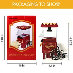 VAlinks Hot Air Popcorn Machine, Popcorn Maker, 1200W Home Electric Popcorn Popper with Kernel Measuring Scoop, Healthy Oil-Free & BPA-Free for Home, Birthday Party, Movie Night or Christmas (Small)