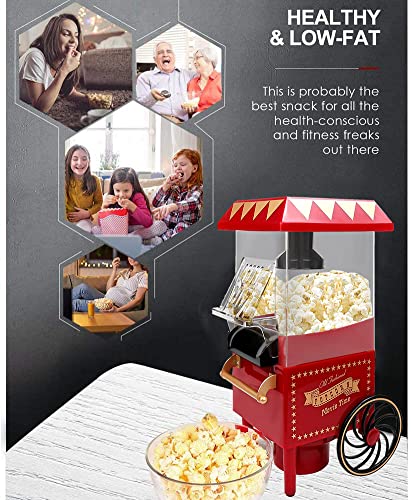 VAlinks Hot Air Popcorn Machine, Popcorn Maker, 1200W Home Electric Popcorn Popper with Kernel Measuring Scoop, Healthy Oil-Free & BPA-Free for Home, Birthday Party, Movie Night or Christmas (Small)