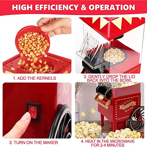 VAlinks Hot Air Popcorn Machine, Popcorn Maker, 1200W Home Electric Popcorn Popper with Kernel Measuring Scoop, Healthy Oil-Free & BPA-Free for Home, Birthday Party, Movie Night or Christmas (Small)