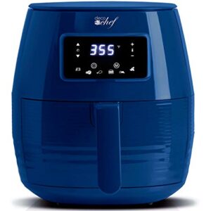 Deco Chef 5.8QT (19.3 Cup) Digital Electric Air Fryer with Accessories and Cookbook- Air Frying, Roasting, Baking, Crisping, and Reheating for Healthier and Faster Cooking (Blue)