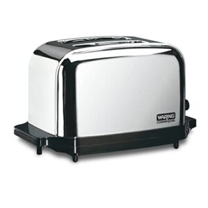 waring commercial wct702 2-slice commercial light duty pop-up toaster, 120v, 5-15 phase plug, silver, 2-compartment
