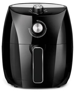 crux 3.7qt manual air fryer, faster pre-heat, no-oil frying, fast healthy evenly cooked meal every time, dishwasher safe non stick pan and crisping tray for easy clean up, stainless steel/black