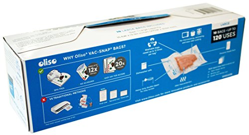 Oliso Pro VAC-SNAP Bags for Oliso Vacuum Sealers (Large, 1 Gallon, 10 Bags)