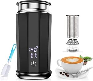 electric milk frother, 5-in-1 automatic milk steamer, 8.45oz/250ml milk frother and steamer, hot& cold foam maker, smart touch screen milk frother for latte,cappuccinos,milk tea,hot chocolate, 500w