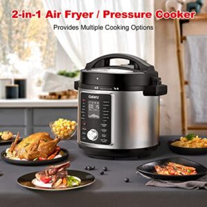Galanz 12-in-1 Electric Pressure Cooker & Air Fryer with 12 Preset Programs Including Slow Cook, AirFry, Dehydrate, Rice, Grill, Roast, Steam, Beans, Stew, Warm, 6 Qt, 1000W/1500W, Stainless Steel