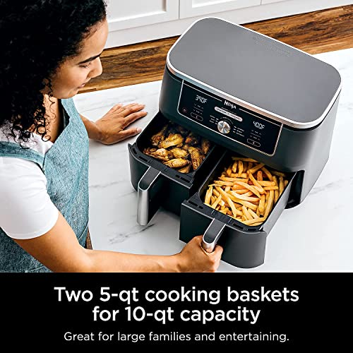 Ninja AD350 Foodi 6-in-1 10-qt. XL 2-Basket Air Fryer (Renewed)