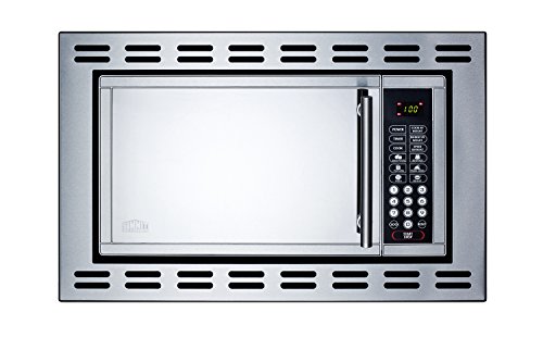 Summit OTR24 24" Built-In Microwave With Mirror Finish Door, Trim, and One-Touch Digital Controls, Stainless-Steel