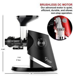 SANA 727 Supreme Low-Speed Masticating Juicer, 4 Speeds: 40 RPM to 120 RPM, 15-Year Warranty, Brushless DC Motor, Fruit, Vegetables and Leafy Greens Juicer, 132 Page Recipe Book, Black