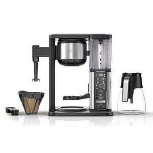 Ninja Specialty Fold-Away Frother (CM401) Coffee Maker, Single Serve to 10 Cup (50 oz.), Glass Carafe (Renewed)