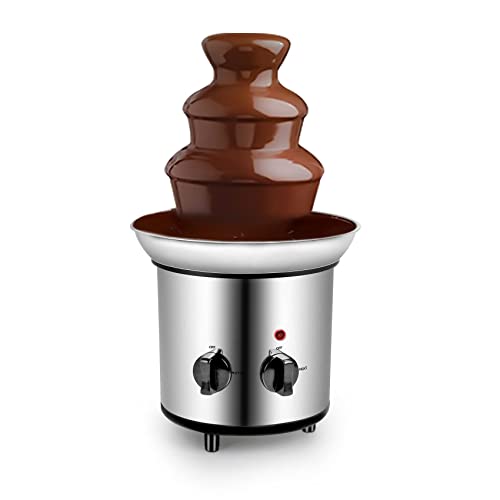 PiscatorZone 3 Tiers Stainless Steel Chocolate Fondue Fountain Easy To Assemble,Perfect For Chocolate, Nacho Cheese, BBQ Sauce, Ranch, Liqueurs