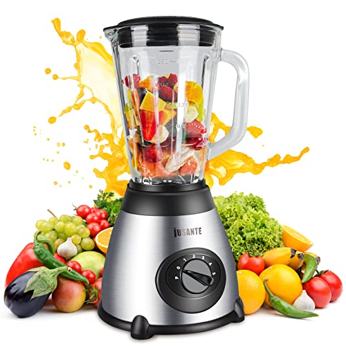 Countertop Blender, 1000W Professional Kitchen Blender for Shakes and Smoothies High Speed Ice Blender Frozen Drinks 48 OZ Glass jar (Black)