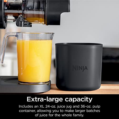 Ninja JC151 NeverClog Cold Press Juicer, Powerful Slow Juicer with Total Pulp Control, Charcoal