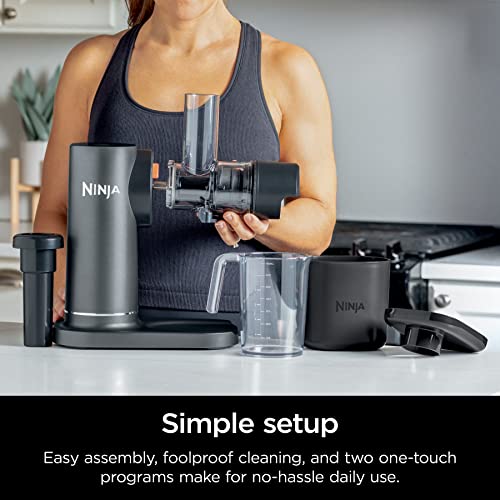 Ninja JC151 NeverClog Cold Press Juicer, Powerful Slow Juicer with Total Pulp Control, Charcoal