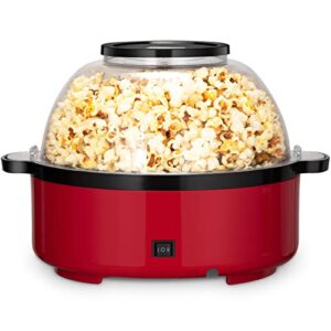 electric hot-oil popcorn popper maker – stir crazy popcorn machine with nonstick plate & stirring rod, large lid for serving bowl and two measuring spoons, 16-cup for home christmas party kids