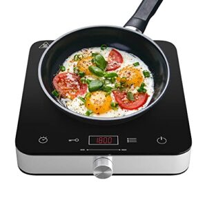 cooktron single induction cooktop countertop burner with fast warm-up mode, 10 temperature 9 power settings, portable induction cooker cooktop 1800w with child safety lock & timer