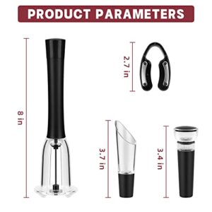 Wine Bottle Opener Set, 4 in 1 Air Pressure Pump Red Wine Opener Kit Manual Needle Cork Remover Set Including Wine Foil Cutter, Wine Pourer and Vacuum Stopper Perfect Wine Gifts Set for Wine Lovers