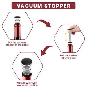 Wine Bottle Opener Set, 4 in 1 Air Pressure Pump Red Wine Opener Kit Manual Needle Cork Remover Set Including Wine Foil Cutter, Wine Pourer and Vacuum Stopper Perfect Wine Gifts Set for Wine Lovers