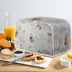 FOR U DESIGNS Toaster Cover 2 Slice Long Slot,Fruit Pattern Bread Maker Cover Washable Dust Protection Retro Style Kitchen Small Appliance Covers with Top Hook