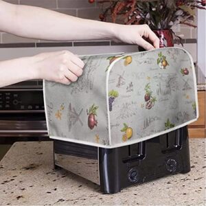 FOR U DESIGNS Toaster Cover 2 Slice Long Slot,Fruit Pattern Bread Maker Cover Washable Dust Protection Retro Style Kitchen Small Appliance Covers with Top Hook