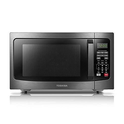 Toshiba EM131A5C-BS Microwave Oven with Smart Sensor, Easy Clean Interior, ECO Mode and Sound On/Off, 1.2 Cu Ft, Black Stainless Steel & Chef Craft Classic Microwave Cover, 10 inch, Clear