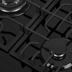 Empava 30 in. Gas Stove Cooktop 5 Italy Sabaf Sealed Burners NG/LPG Convertible in Black Tempered Glass, 30 Inch