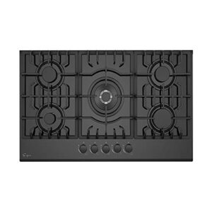 Empava 30 in. Gas Stove Cooktop 5 Italy Sabaf Sealed Burners NG/LPG Convertible in Black Tempered Glass, 30 Inch