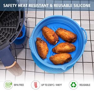 SiliconeWay Air Fryer Silicone Liners - 4PCS With 2 Foldable Air Fryer Liners, 1 Pair Silicone Oven Mitts,1 Silicone Mat And 1 Ebook- Collapsible Lip Design Heat Resistant Silicone Basket Pot